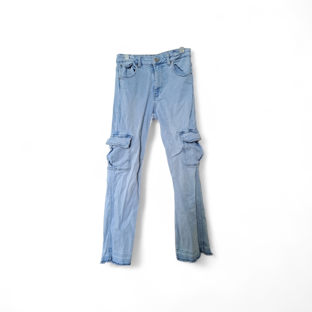 3/35$ ZARA Light Blue Cargo Jeans Girls Size 13–14Y